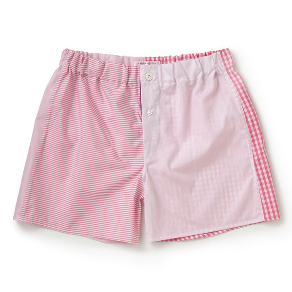 emma willis Pink Patchwork Cotton Boxer Shorts - Slim Fit