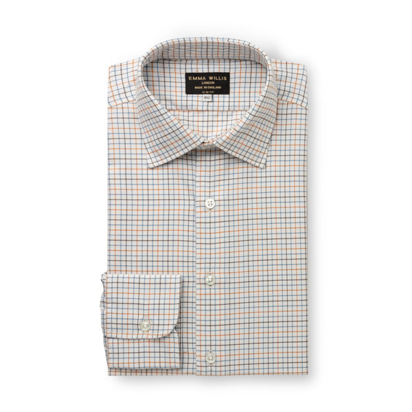 emma willis Sky/Ochre Country Check Brushed Cotton Shirt