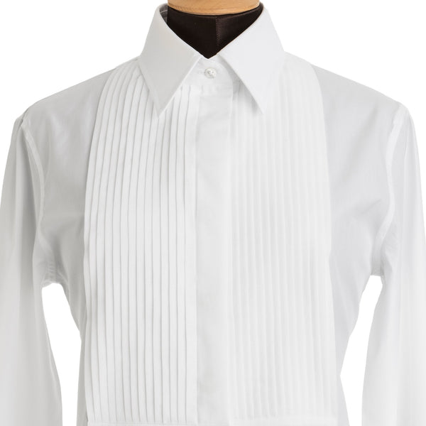 Emma Willis White Pleated Bib Evening Shirt - Slim Fit