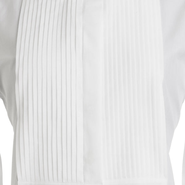 Emma Willis White Pleated Bib Evening Shirt - Slim Fit
