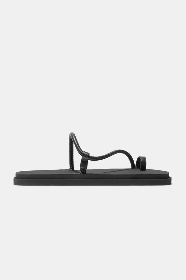 emme parsons Bari Pool Slide in Black Nappa and Rubber — Final Sale