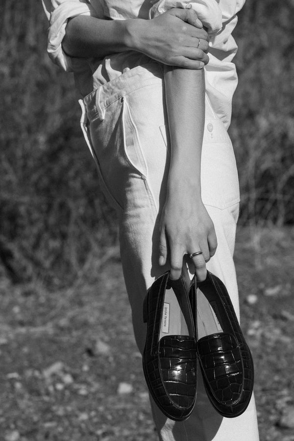 Emme Parsons Danielle In Espresso Embossed Croc