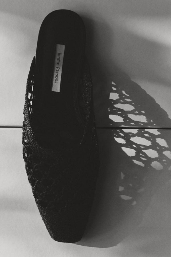 Emme Parsons Flat Mule In Black Raffia — Final Sale