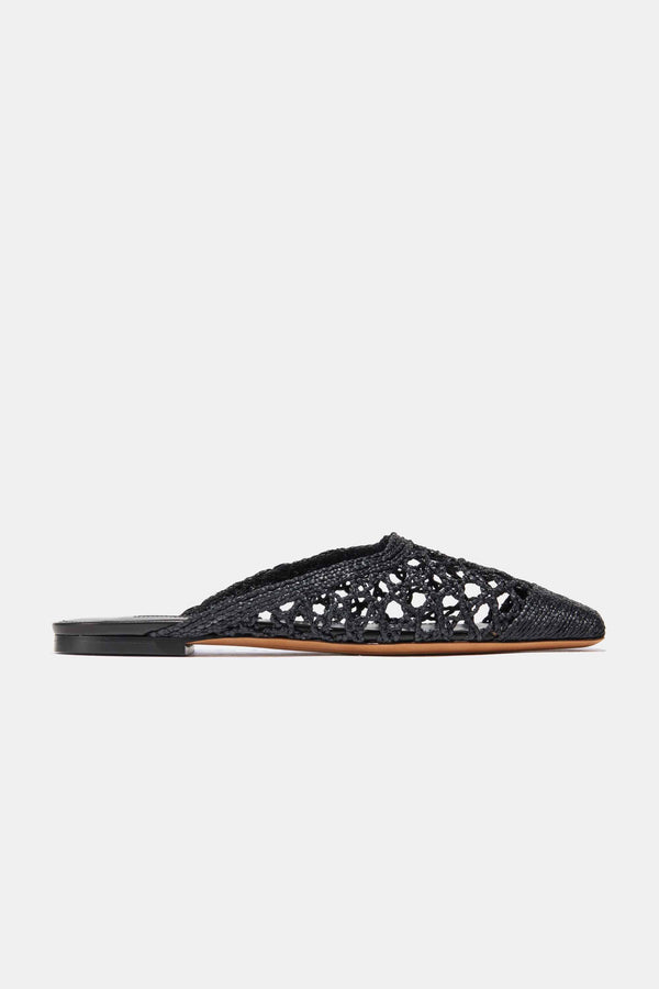 emme parsons Flat Mule in Black Raffia — Final Sale