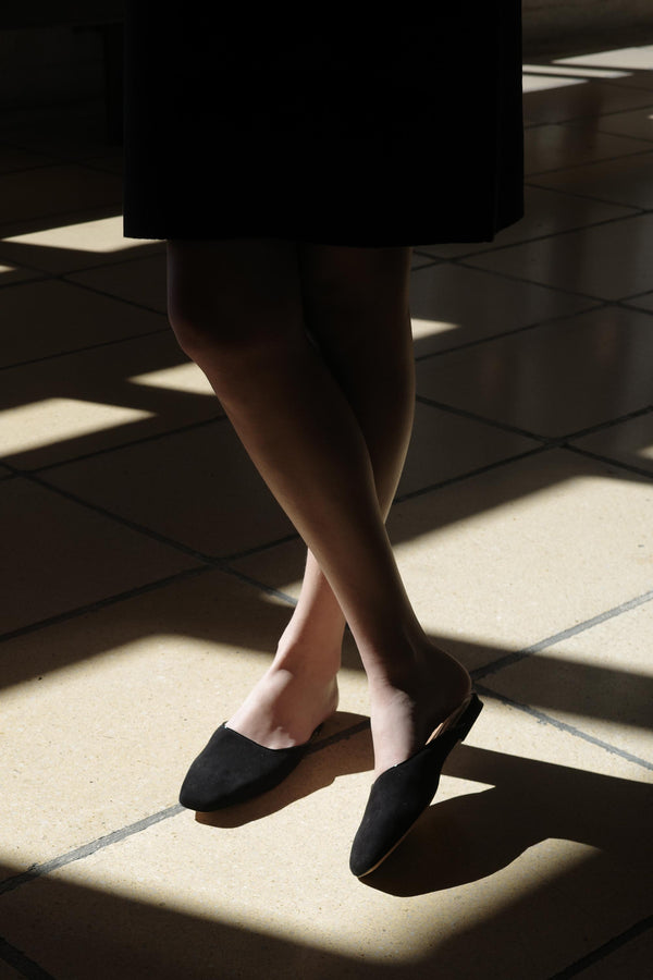 Emme Parsons Flat Mule In Black Suede