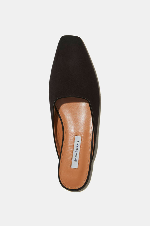 Emme Parsons Flat Mule In Black Suede