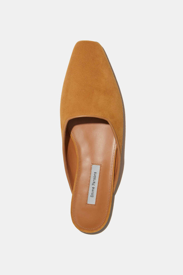 Emme Parsons Flat Mule In Caramel Suede