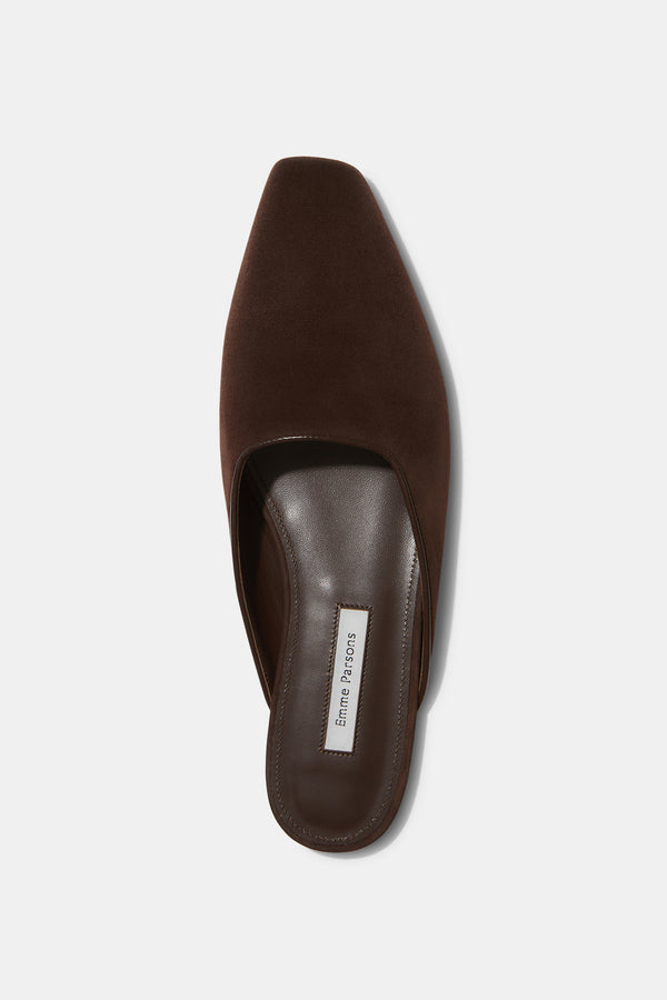 Emme Parsons Flat Mule In Espresso Suede