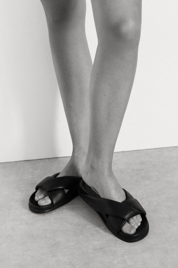 Emme Parsons Folded Slide In Black Nappa