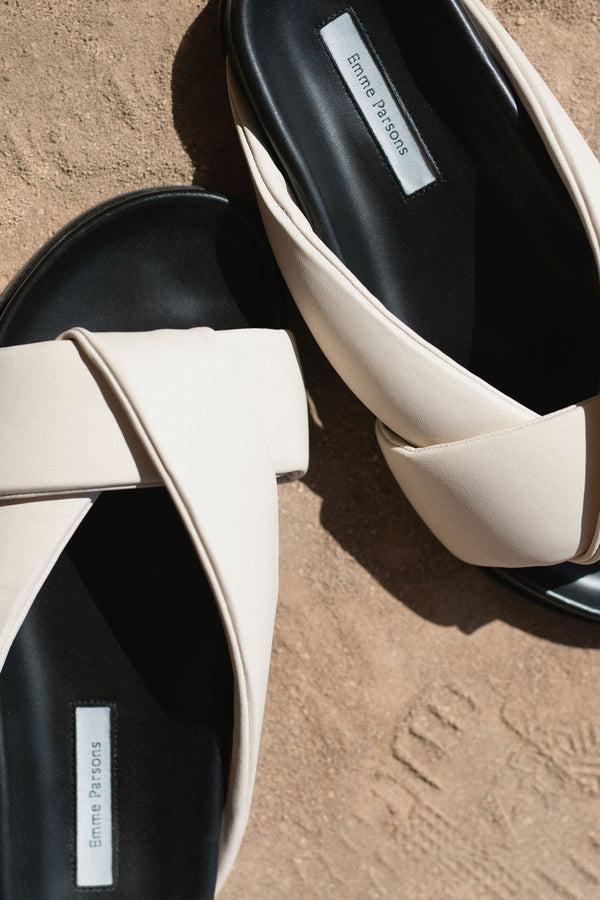 Emme Parsons Folded Slide In Ivory Nappa