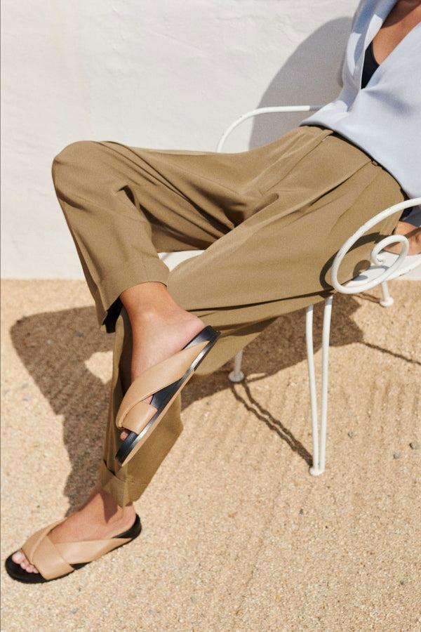 Emme Parsons Folded Slide In Tan Nappa