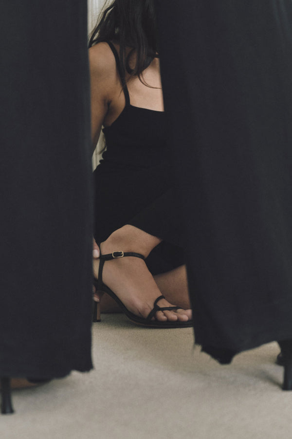 Emme Parsons Loop Heel In Black Nappa — Final Sale