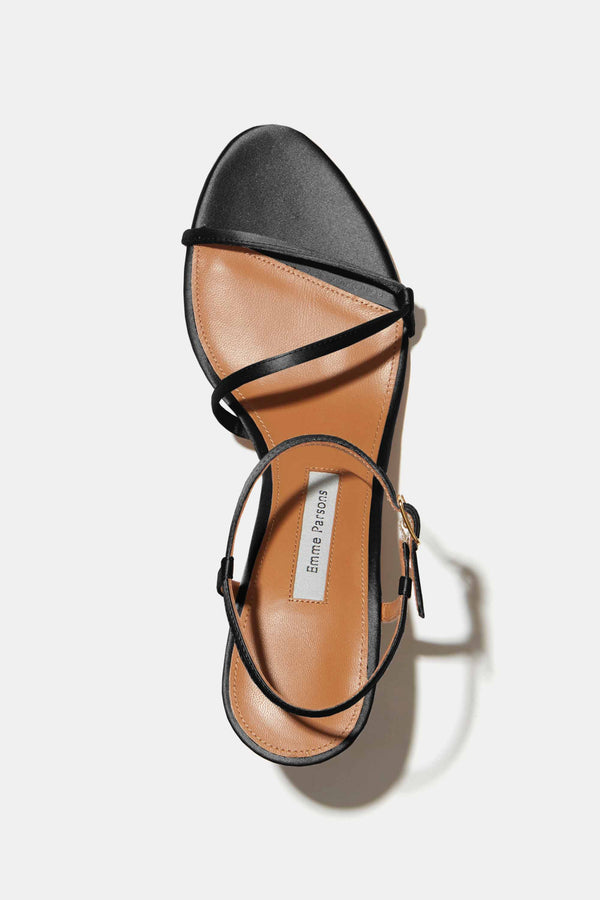 Emme Parsons Loop Heel In Black Satin — Final Sale