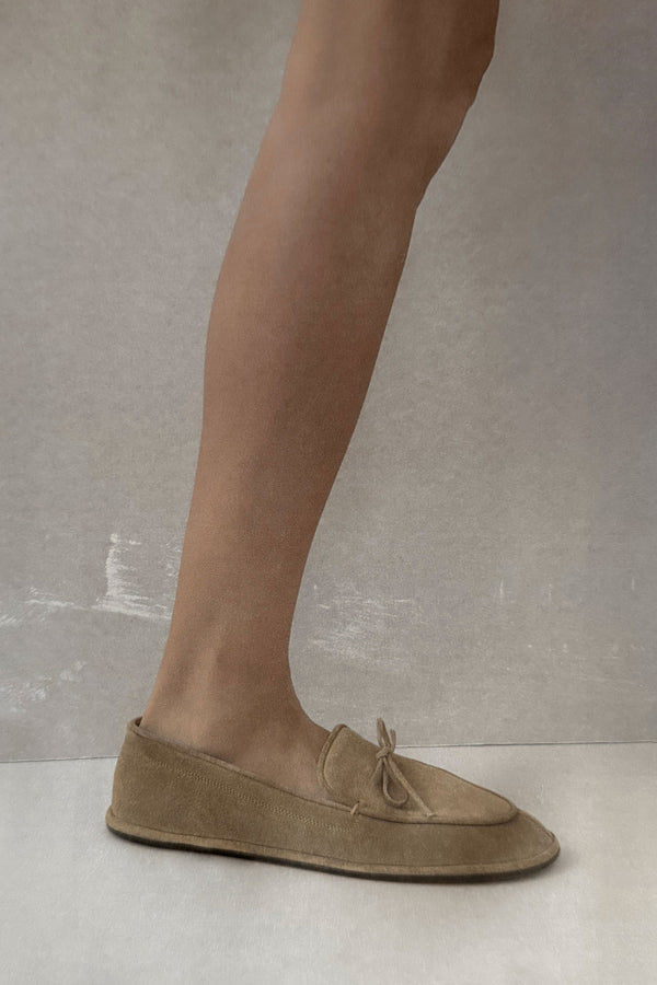 Emme Parsons Parker Moccasin In Taupe Suede