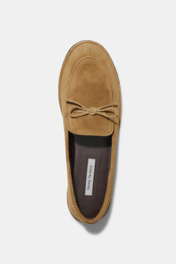 Emme Parsons Parker Moccasin In Taupe Suede