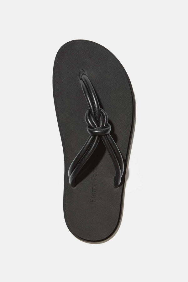 Emme Parsons Knot Pool Slide In Black Nappa And Rubber — Final Sale