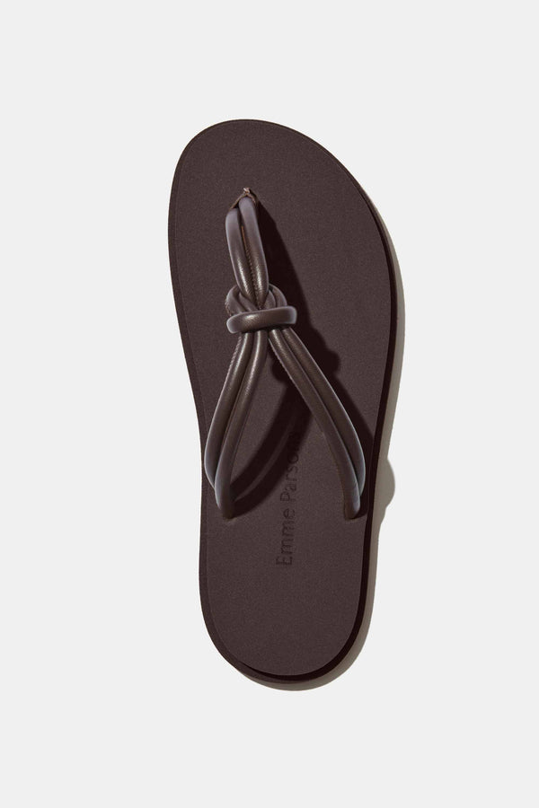 Emme Parsons Knot Pool Slide In Espresso Nappa And Rubber — Final Sale