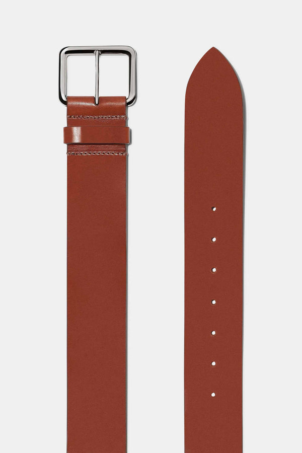 Emme Parsons Largo Belt In Chestnut With Silver Buckle — Exclusive