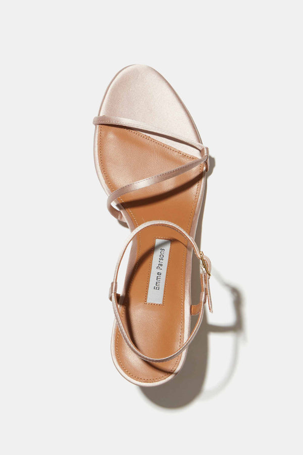 Emme Parsons Loop Heel In Pale Pink Satin — Final Sale