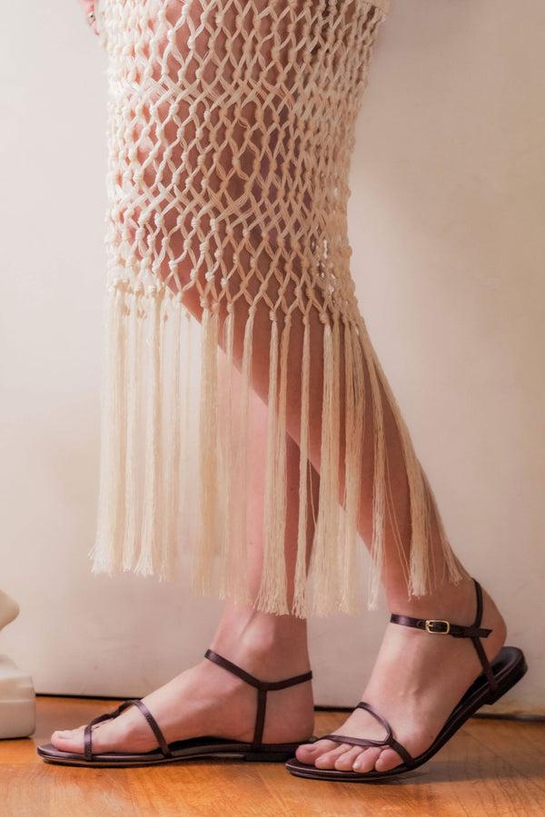 Emme Parsons Loop Sandal In Espresso Satin — Final Sale