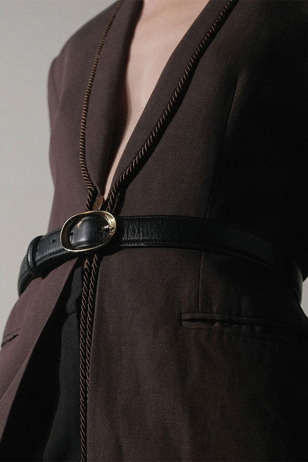 Emme Parsons Miravalle Belt In Black With Gold Buckle — Exclusive