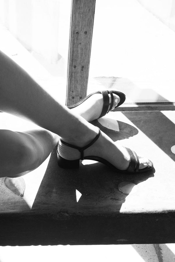 Emme Parsons Simple Block Heel In Espresso Lizard — Final Sale