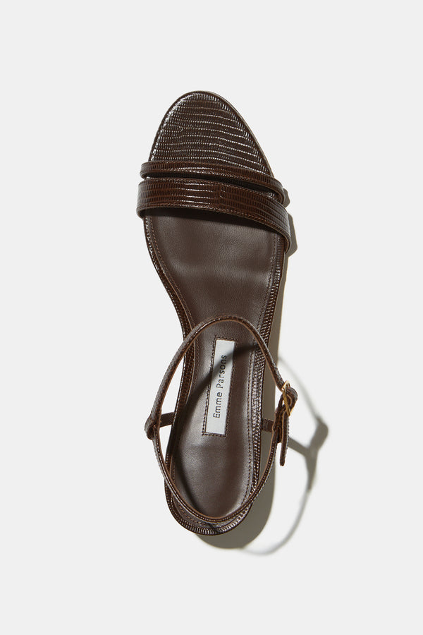 Emme Parsons Simple Block Heel In Espresso Lizard — Final Sale