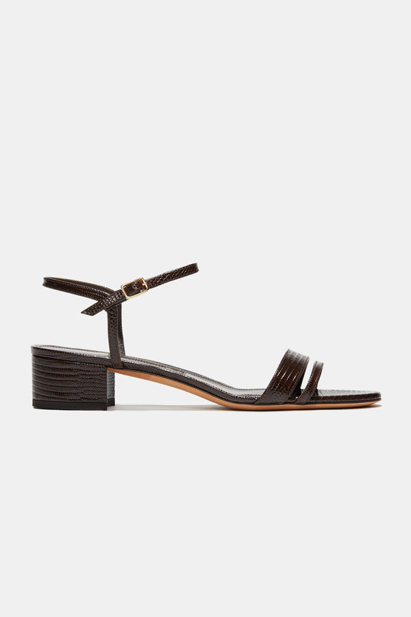 emme parsons Simple Block Heel in Espresso Lizard — Final Sale