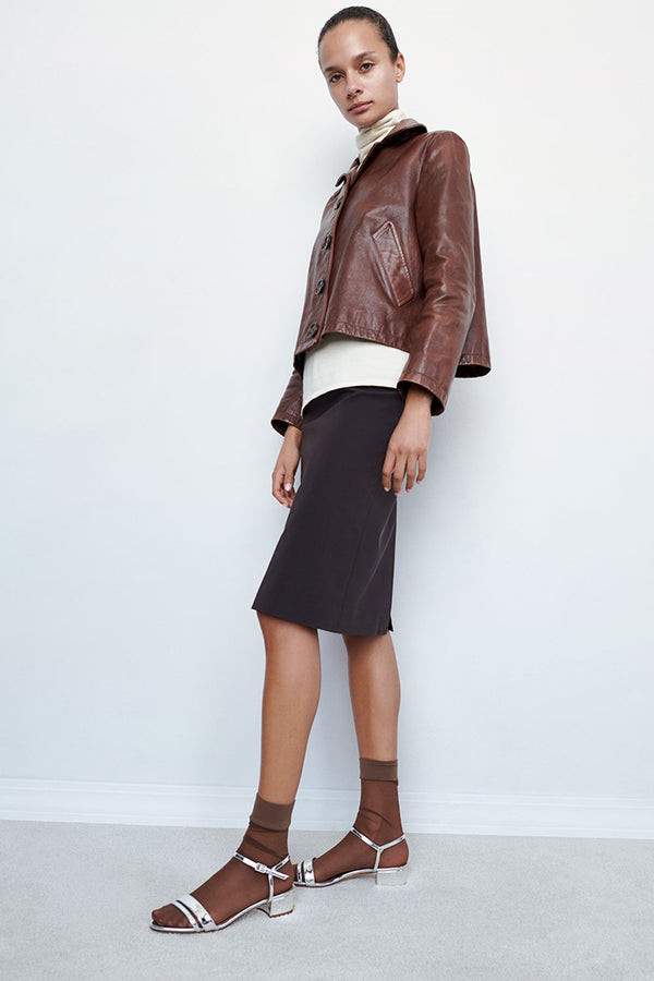 Emme Parsons Simple Block Heel In Mirrored Silver Metallic — Final Sale