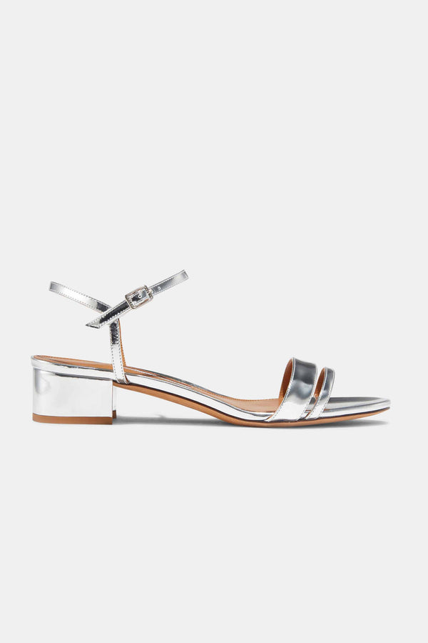 emme parsons Simple Block Heel in Mirrored Silver Metallic — Final Sale