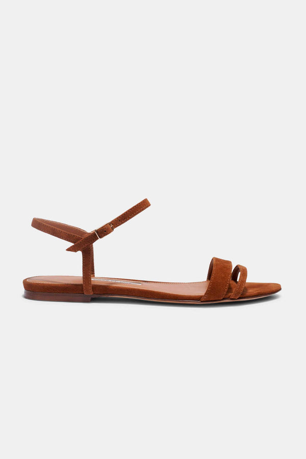 emme parsons Simple Flat in Caramel Suede — Final Sale