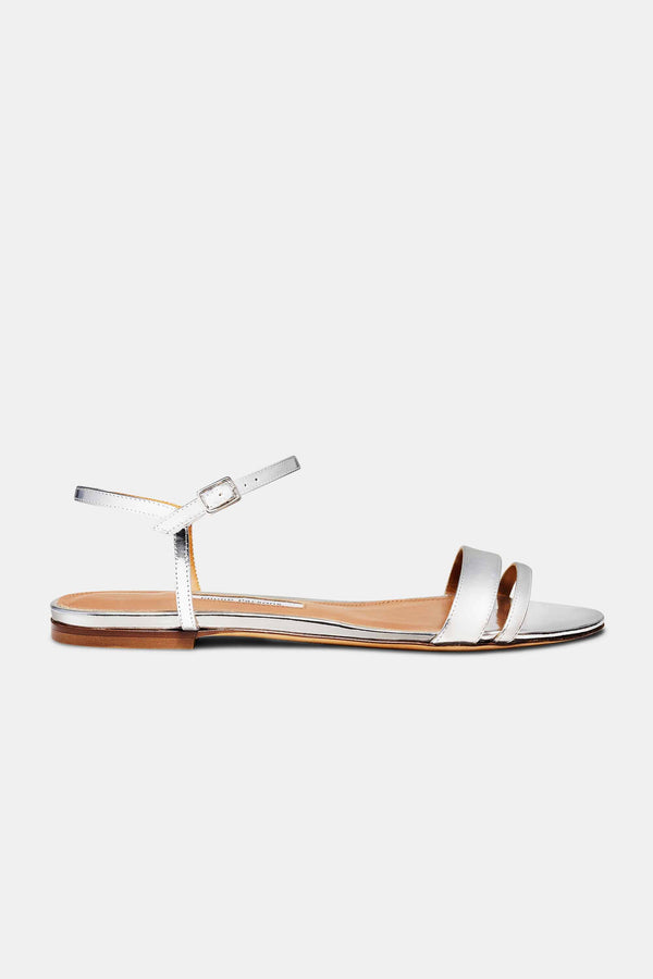 emme parsons Simple Flat in Silver Mirrored Metallic — Final Sale