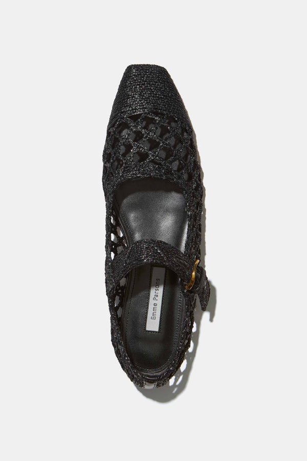 Emme Parsons Tramonto Mary Jane In Black Raffia — Final Sale