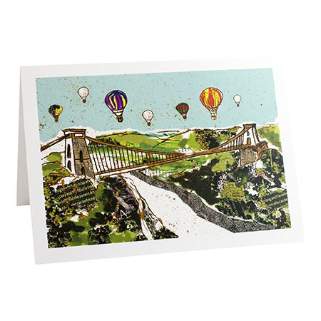 emmeline simpson Balloons over the Bridge Bristol Greetings Card