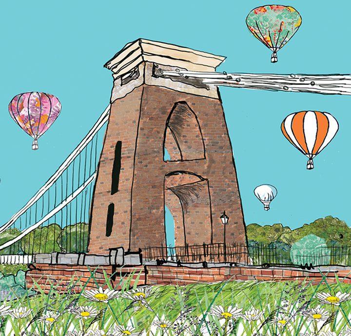 Emmeline Simpson Balloons Over The Bridge II A4 Signed Print