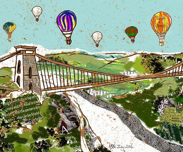 Emmeline Simpson Balloons Over The Bridge Personalised Bristol Print