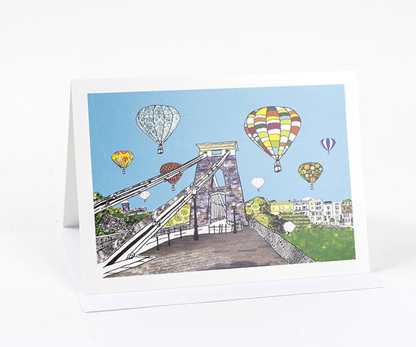 emmeline simpson Balloons Over the Toll Bridge Bristol Greetings Card