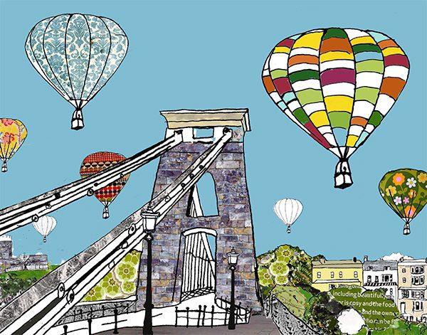 Emmeline Simpson Balloons Over The Toll Bridge Bristol Print
