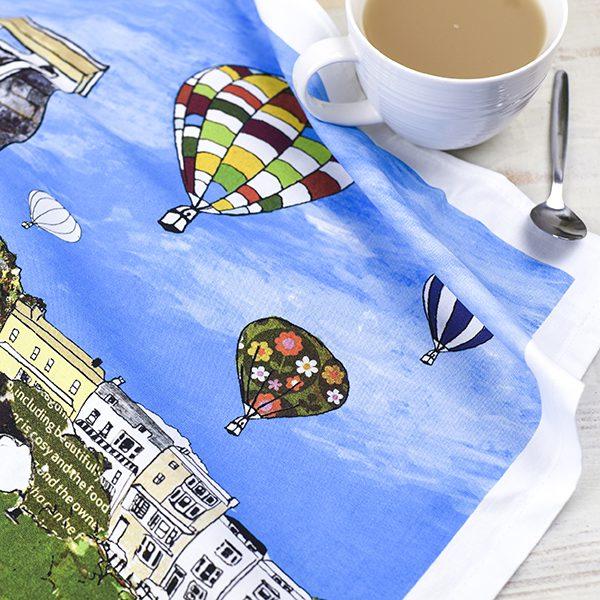 Emmeline Simpson Balloons Over The Toll Bridge Bristol Tea Towel