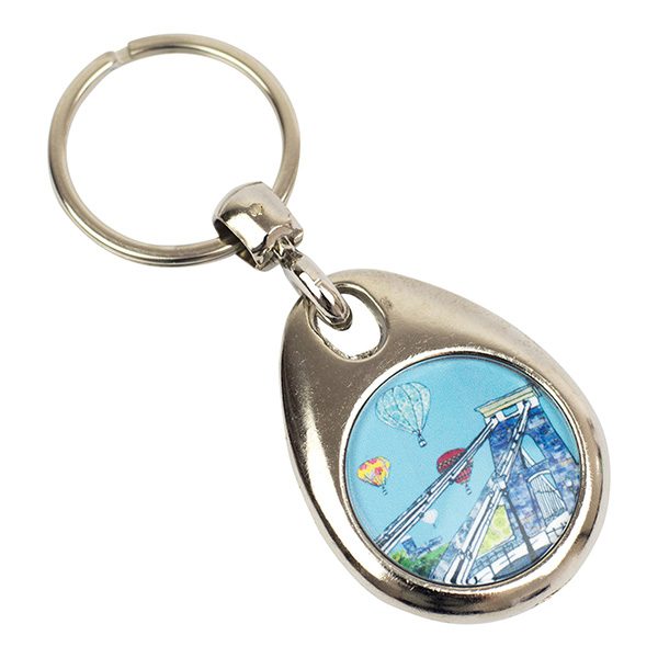 Emmeline Simpson Balloons Over The Toll Bridge Metal Keyring