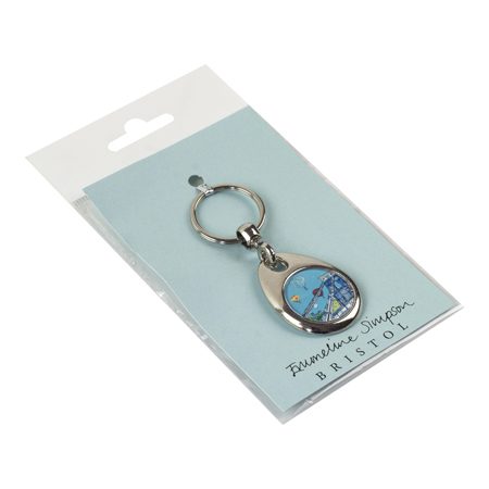 Emmeline Simpson Balloons Over The Toll Bridge Metal Keyring