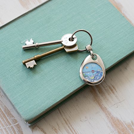 emmeline simpson Balloons over the Toll Bridge Metal Keyring