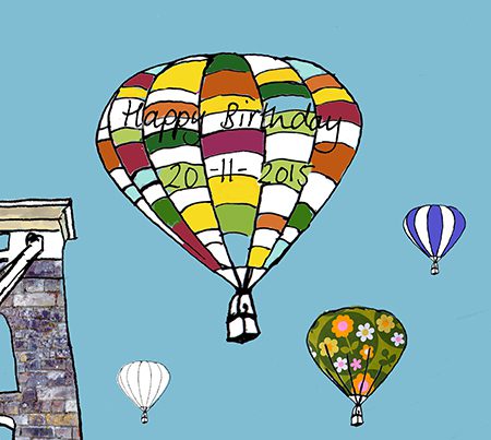 Emmeline Simpson Balloons Over The Toll Bridge Personalised Bristol Print