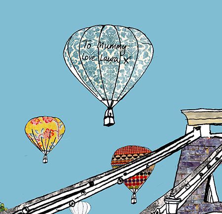 Emmeline Simpson Balloons Over The Toll Bridge Personalised Bristol Print