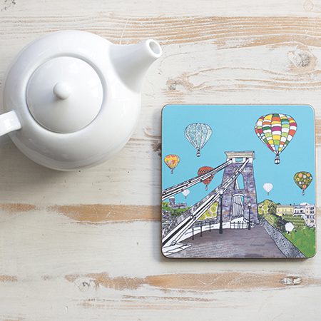 Emmeline Simpson Balloons Over The Toll Bridge Teapot Stand Square