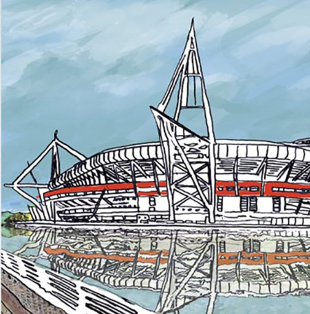 Emmeline Simpson Cardiff Principality Stadium A4 Signed Print
