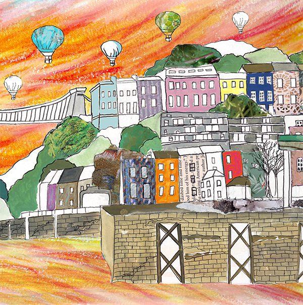 Emmeline Simpson Clifton Balloons Bristol Sunset Print