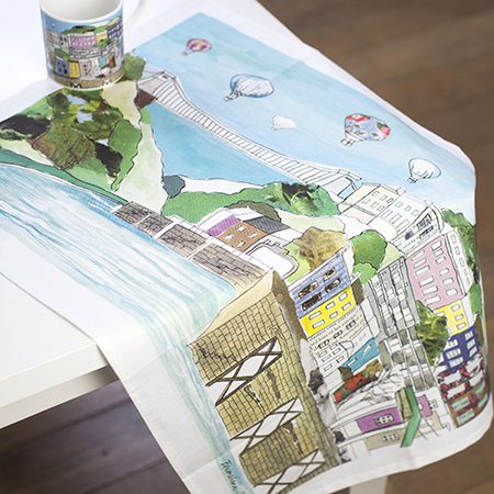 Emmeline Simpson Clifton Balloons Bristol Tea Towel Full Colour