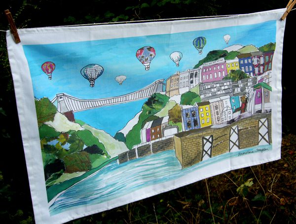 emmeline simpson Clifton Balloons Bristol Tea Towel full colour