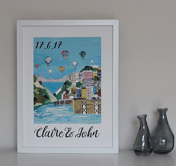 emmeline simpson Clifton Balloons Large Personalised Bristol Print